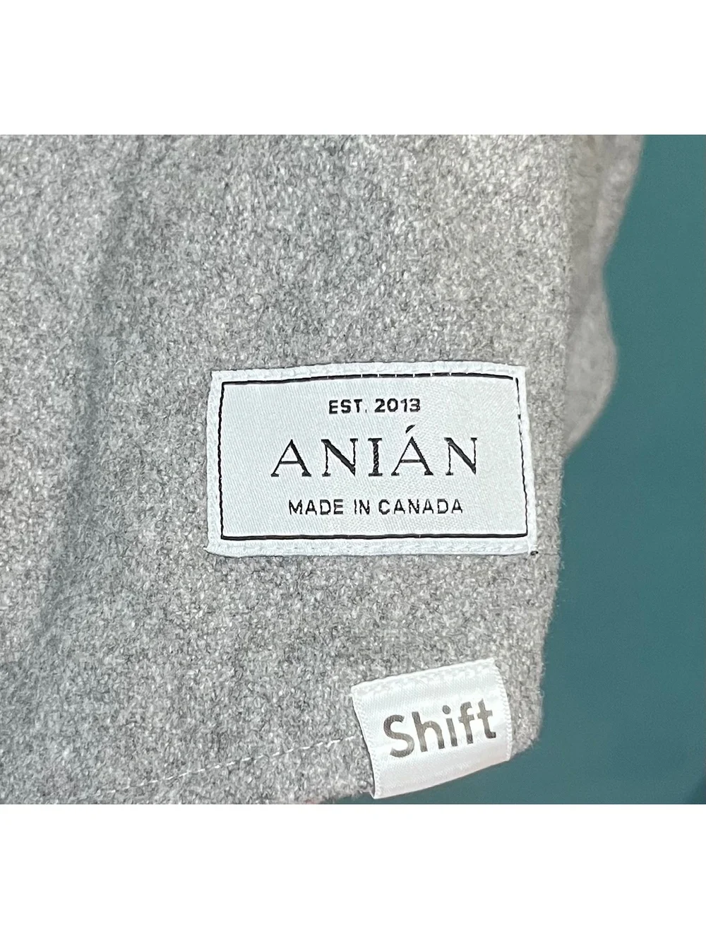 ANIAN Modern Melton Wool Shirt Grey Button Down Jacket Shacket Mens Gorpcore L